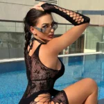 Simplejewel Women Fishnet Beachwear Bodystocking Lingerie EU Plus Sexy Footless Lace Bodysuit Halterneck One Piece Pantyhose