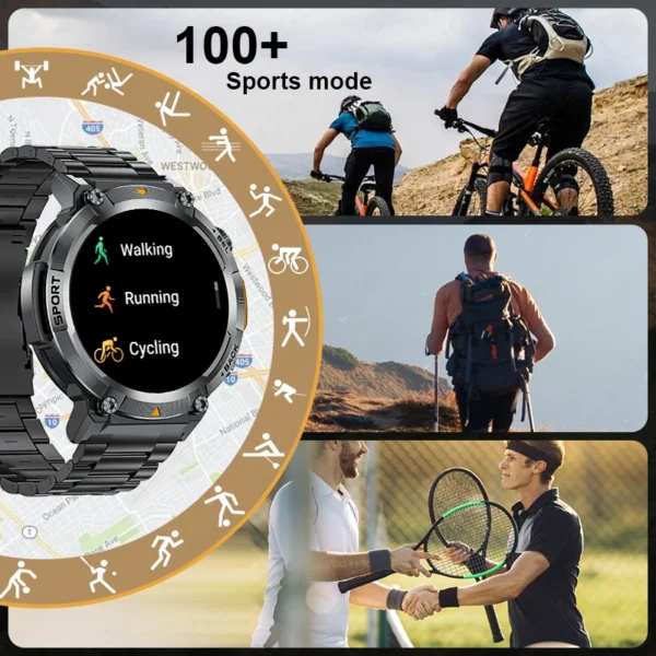 LIGE 2025 New Bluetooth Call Smart Watch Men Full Touch Screen Health Monitor Clock With Flashlight Smartwatch For IOS Android