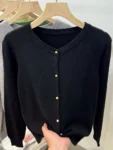 AOSSVIAO Long Sleeve Sweaters Cardigan Spring Autumn Women O-Neck Knitwear Tops Clothing Fashion Basic Tops