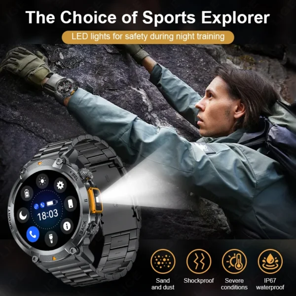 LIGE 2025 New Bluetooth Call Smart Watch Men Full Touch Screen Health Monitor Clock With Flashlight Smartwatch For IOS Android
