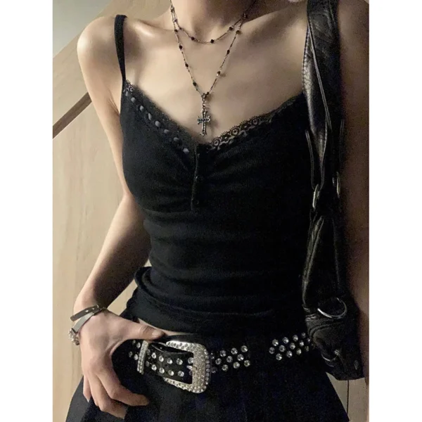GIDYQ Summer Lace Women Camis Korean Fashion Streetwear Sexy Crop Tops Harajuku Casual Female All Match Tanks New