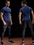 2025 Compression T Shirt Men Summer Sportswear Running T-shirt Elastic Quick Dry Sport Tops Tee Athletic Gym Workout Shirts Men