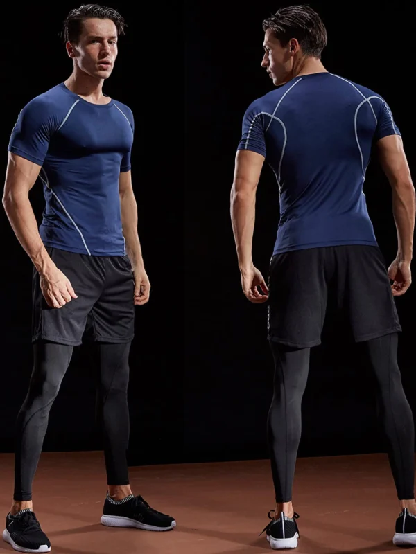 2025 Compression T Shirt Men Summer Sportswear Running T-shirt Elastic Quick Dry Sport Tops Tee Athletic Gym Workout Shirts Men