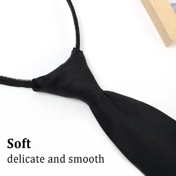1PCS Unisex Black Simple Clip on Tie Security Tie Uniform Shirt Suit Neckties Steward Matte Funeral Lazy Neck Ties Students