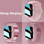 +2pc Straps Smart Watch Women Men Smartwatch Square Stainless Steel Smart Clock BT Call For Xiaomi Samsung Phone Fitness Tracker