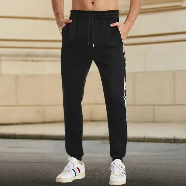 Spring and Autumn Men's Casual Pants 2025 Back to School New Trend Korean Black and White Stripes Slim LEGGING Trend Bound Feet