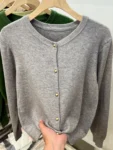 AOSSVIAO Long Sleeve Sweaters Cardigan Spring Autumn Women O-Neck Knitwear Tops Clothing Fashion Basic Tops