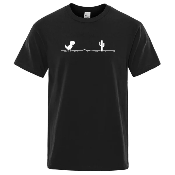 Funny Cactus Dinosaur Printed T-Shirt Men Tops 100% Cotton T-shirt for Men Women Casual O-Neck Streetwear Basic Tops Geek Tees