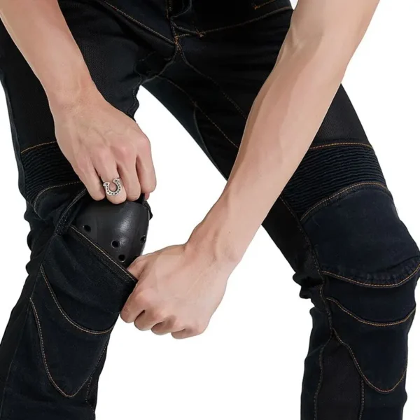 Men Jeans Embroidery Motorcycle Pants Pantalon Motocross Belt Protective Gear option Motorcycle Driver License Test Motos Jeans