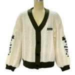 Evermore Cardigan Taylor Version Green Vine Embroidered Button Down Cable Knit Sweater Women Fall Winter Vintage Outfit