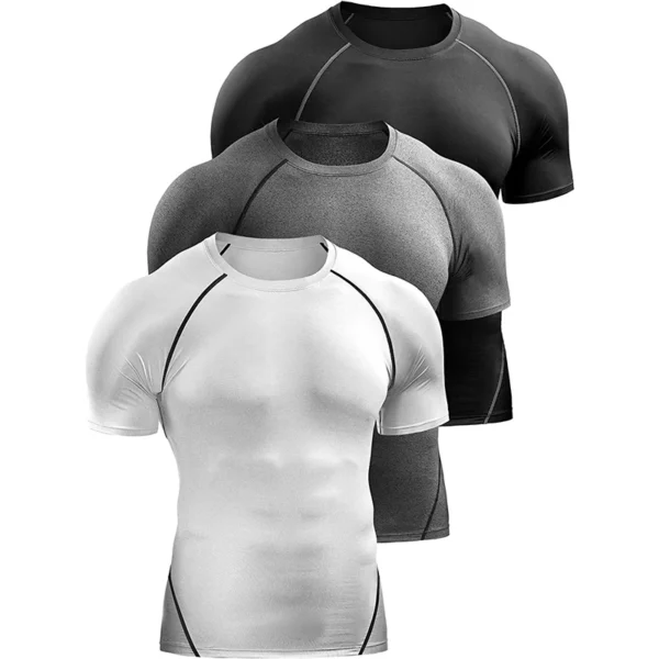 2025 Compression T Shirt Men Summer Sportswear Running T-shirt Elastic Quick Dry Sport Tops Tee Athletic Gym Workout Shirts Men