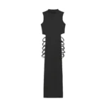 Criss Cross Cut Out Dress, Sexy Bodycon Mock Neck Sleeveless Dress, Women's Clothing