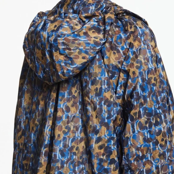 CHCH Women Print Midi Clothing Hooded Jackets Casual Long Sleeve Outwear Thin Coats Zipper Windbreaker Female Top