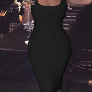2024 Summer Sexy Tank Top Dress European and American Plus Size Solid Color Women's Sleeveless Mini Dress