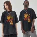 Anime Pussy Printed T Shirt Men Retro Washed 100% Cotton Tops Tees Harajuku Tshirt 2024 Streetwear Hip Hop Male T-shirts