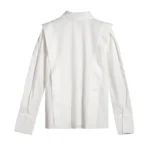 2024 Summer New Casual Turn-down Collar Ruffles Solid Women's Blouses Lady Sweet office Long Sleeve Single Breasted Shirts Top