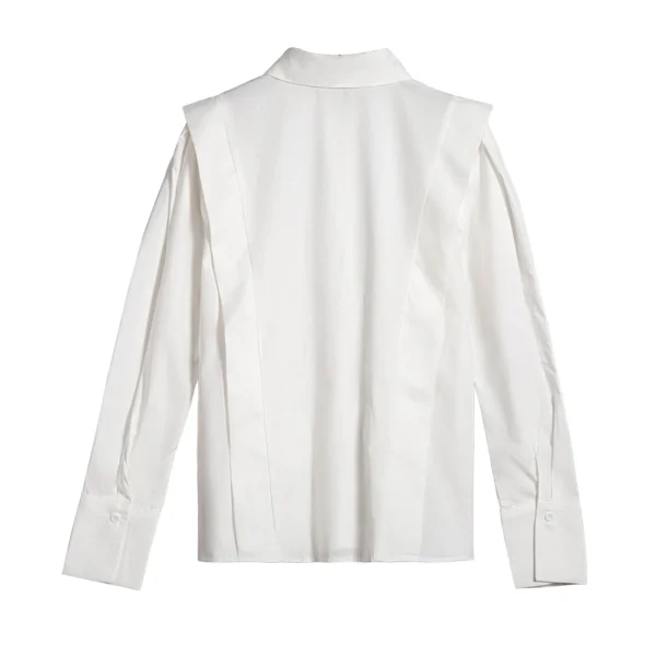 2024 Summer New Casual Turn-down Collar Ruffles Solid Women's Blouses Lady Sweet office Long Sleeve Single Breasted Shirts Top