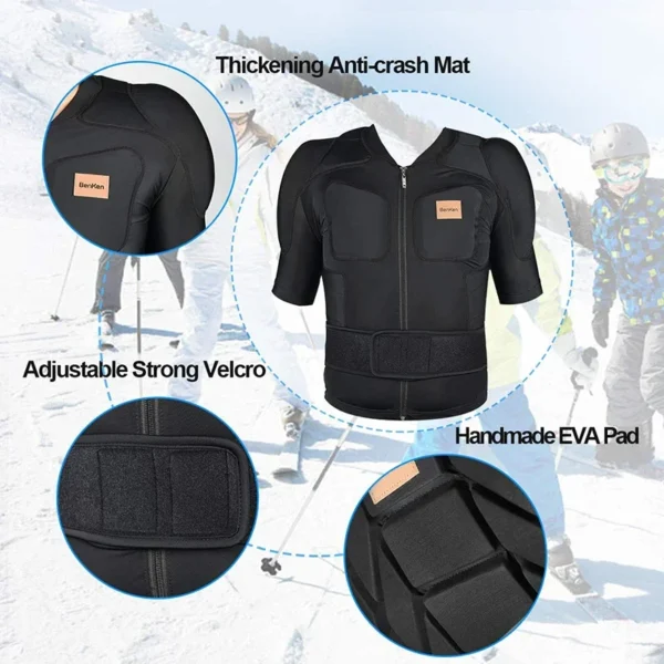 BenKen Ultralight Protective Gear Outdoor Skiing Anti-Collision Anti-Collision Armor Spine Back Protector Sports Shirts Black