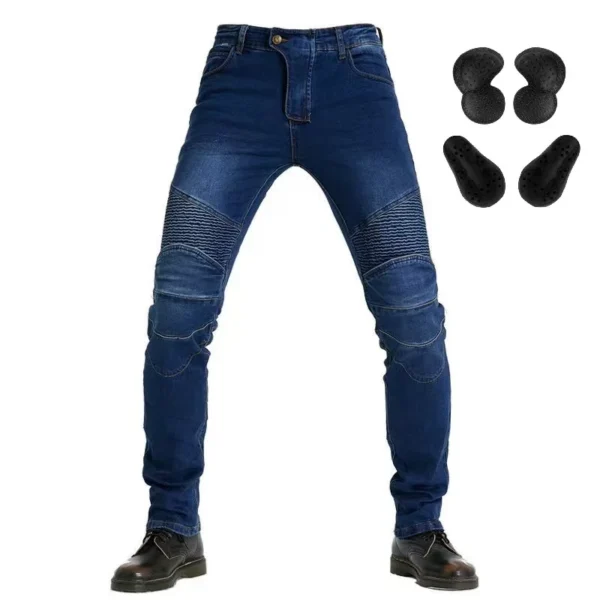 Men Jeans Embroidery Motorcycle Pants Pantalon Motocross Belt Protective Gear option Motorcycle Driver License Test Motos Jeans