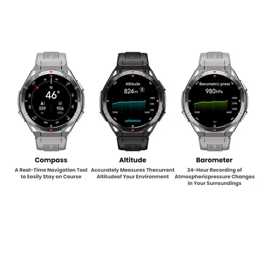 New Smart Watch GPS Sports Compass Altitude Air Pressure Blue Tooth Call 3ATM Waterproof Health AMOLED Screen Smartwatch 480Mah