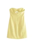 TRZA-Women's Strapless Hollow Out Mini Dress, Sexy Sweetheart Neck, Back Zipper, Female Dresses, Fashion