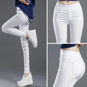 Fashion Women Solid Straight Pants Elegant Summer Elastic Stretch Skinny Legging Pencil Pant Casual Office Lady Chic Trousers