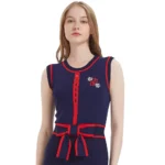 CHCH Women's Dress 2024 New Sleeveless Knitted Long Dress Simple navy blue Business Women's Wear