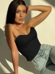 Sexy Women Tube Tops Solid Sleeveless Slim Skinny Corset Cropped Top 2022 Summer Casual Elegant Female Strapless Vest