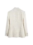 TRZA Women Fashion Tweed Double Breasted Blazer Coat Vintage Long Sleeve Flap Pockets Female Outerwear Chic Veste Femme
