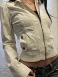 Clearance_Rockmore Vintage Cropped Jackets for Women Harajuku Casual Slim Fit Zipper Coat Y2K Streetwear Long Sleeve Outerwear A