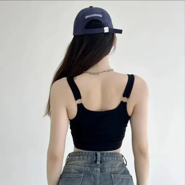 1pc Letter Print Cotton Women Small Breast Bras Hot Girls Wear Casual Slim Underwear Padded Camisole Top