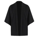 Hot Men's Lightweight Kimonos Traditional Japanese Clothing Male Open Front Cardigan Cloak Haori Yukata Jacket Coat Black