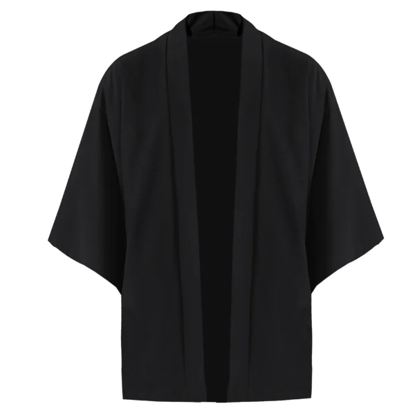 Hot Men's Lightweight Kimonos Traditional Japanese Clothing Male Open Front Cardigan Cloak Haori Yukata Jacket Coat Black