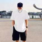 240G Heavy Oversized Plain T-Shirt for Men Summer HighQualtity Short Sleeve Tee 100%cotton Solid Color Trendy Casual white Top