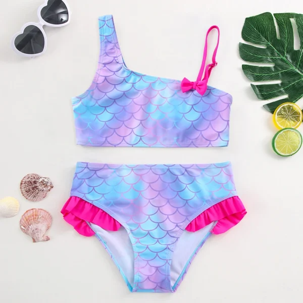 Girl's Swimsuit Fashion Mermaid Scale Print Children's Bikini Swimsuit
