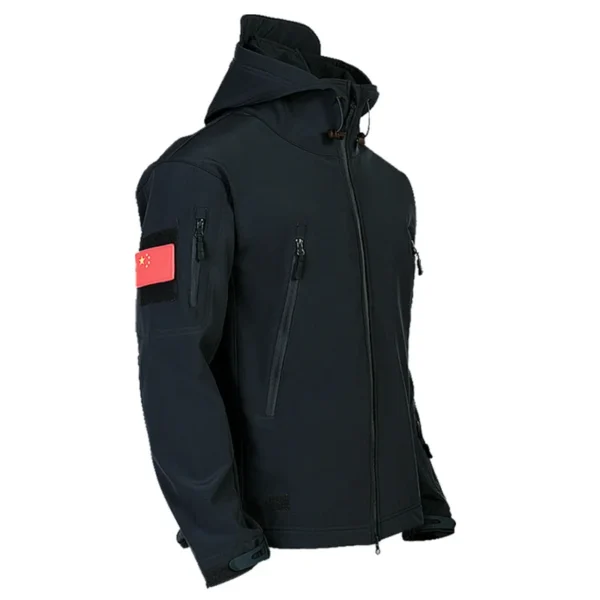 Men's Outdoor Sharkskin Softshell Jacket, Military Fan Windproof Padded Mountaineering Jacket, Tactical Hiking Suit