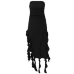 European and American Style Women's Dress 2024 Summer New Fashion Sexy Personality Wrapped Chest Irregular