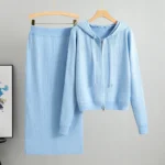 2025 new women's Knitted Cardigan High Waisted Buttocks Wrapped Skirt 2 Piece Suits Luxury Hot Diamond Fashion Sets