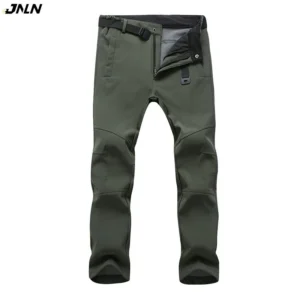 JNLN Men's Winter Fleece Pants Hiking Climbing Camping Waterproof Work Pants Outdoor Sports Mountaineering Skiing Warm Trousers