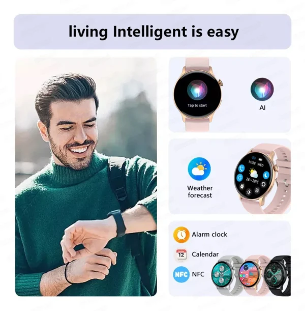 2024 New GPS Smart Watch Women True AMOLED 466*466 HD Screen Health Tracker Sports NFC Voice Bluetooth Call Smartwatches Ladies