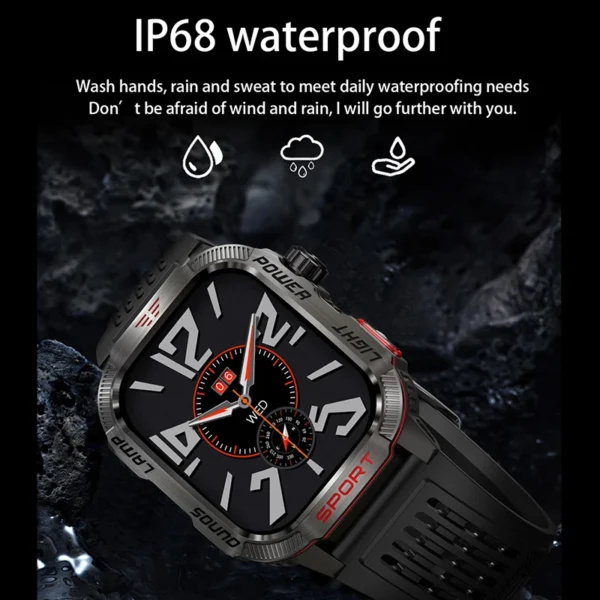 2025 New LED Flashlight Smart Watch Men Bluetooth Call Waterproof 600mAh Large Battery Smartwatch Heart Rate Monitor Smart Watch