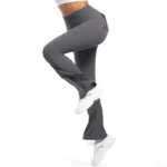 Women's wide leg Flare pants Elastic hip lift Yoga workout pants Comfortable opaque cargo pocket pants