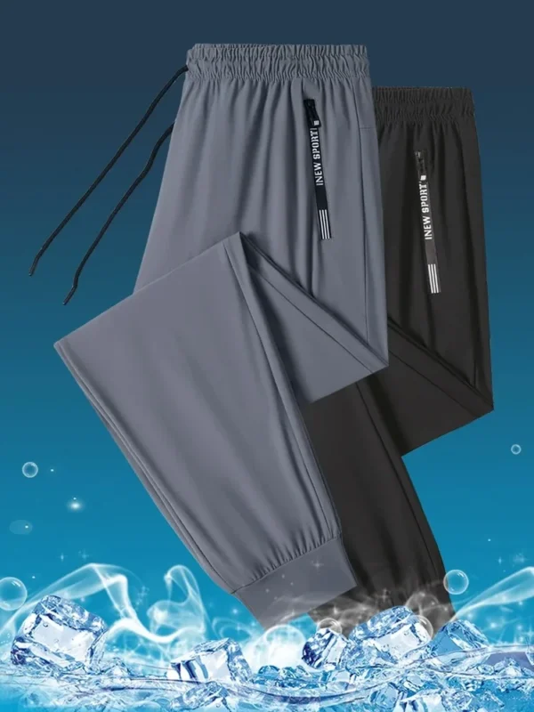 Ice Silk New Pants for Men's Summer Thin Style Sports Quick Dried Straight Leg Draping Wide Leg Pants Casual Long Pants for Men