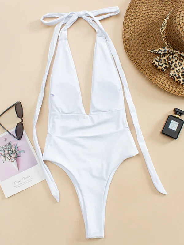2023 New Sexy Deep V One Piece Swimsuit Women Bandage Backless Swimwear Female Monokini Bathers Bathing Suits Summer Beach Wear