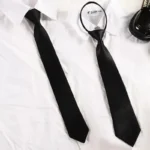 1PCS Unisex Black Simple Clip on Tie Security Tie Uniform Shirt Suit Neckties Steward Matte Funeral Lazy Neck Ties Students