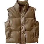Autumn Winter PU Leather Coat Women Black Stand Collar Vests Women Fashion Zipper Elegant Short Vests Female Ladies