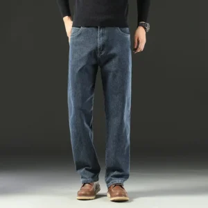 Spring and Autumn Men's Baggy Jeans Casual Straight Stretch Versatile Wide-leg Business Denim Pants Comfortable Loose Trousers