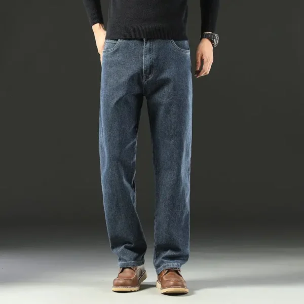 Spring and Autumn Men's Baggy Jeans Casual Straight Stretch Versatile Wide-leg Business Denim Pants Comfortable Loose Trousers