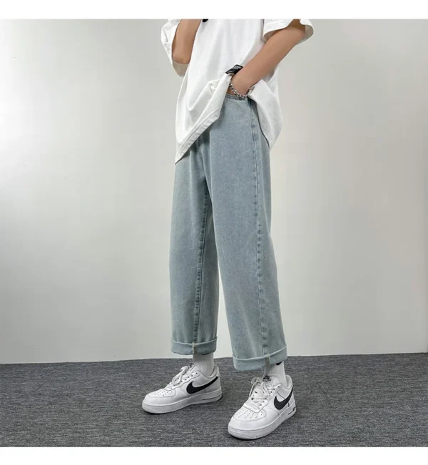 2025 New Men's Jeans | Korean Euro US Style | Straight & Wide Leg Denim Pants | Trendy Solid Color & Black Design