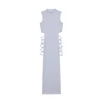 Criss Cross Cut Out Dress, Sexy Bodycon Mock Neck Sleeveless Dress, Women's Clothing